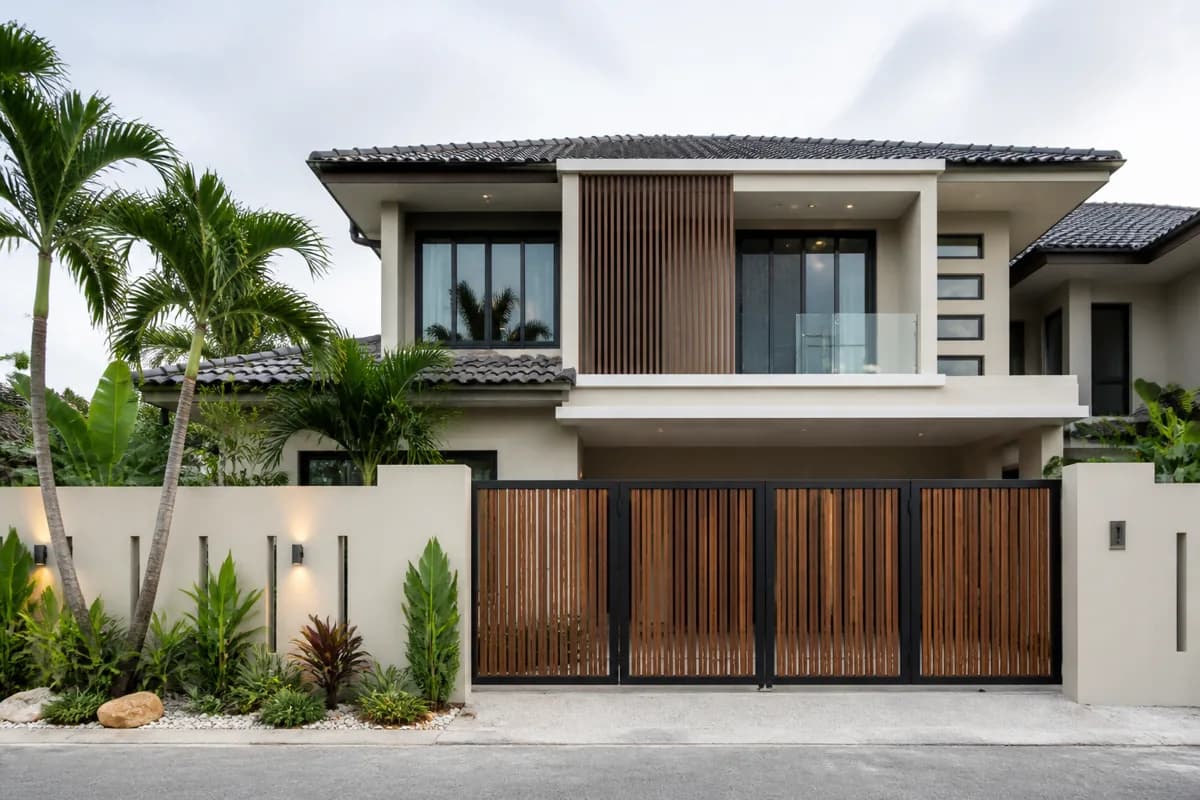 Bahagian depan rumah teres Gong Badak