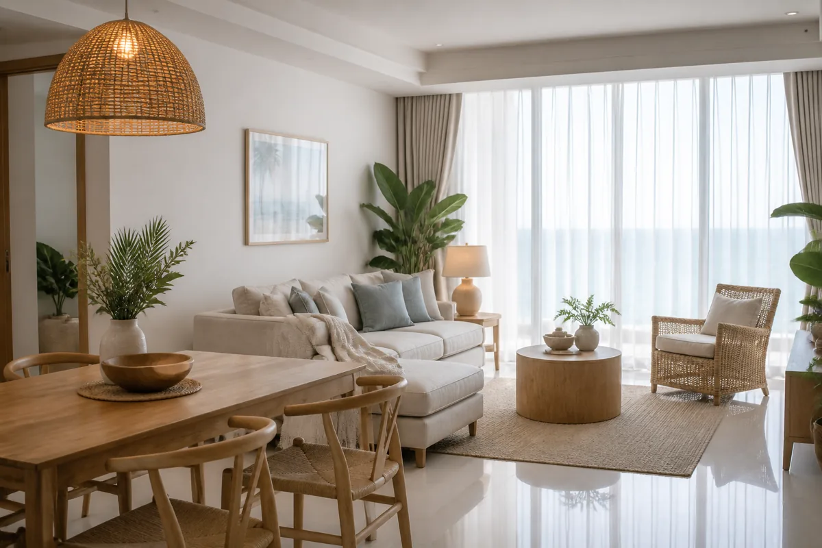 Ruang tamu cerah apartment Batu Burok